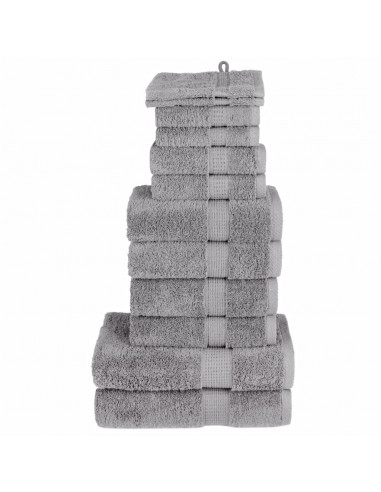 Set Asciugamani 12 pz Grigio 600 gsm 100% Cotone