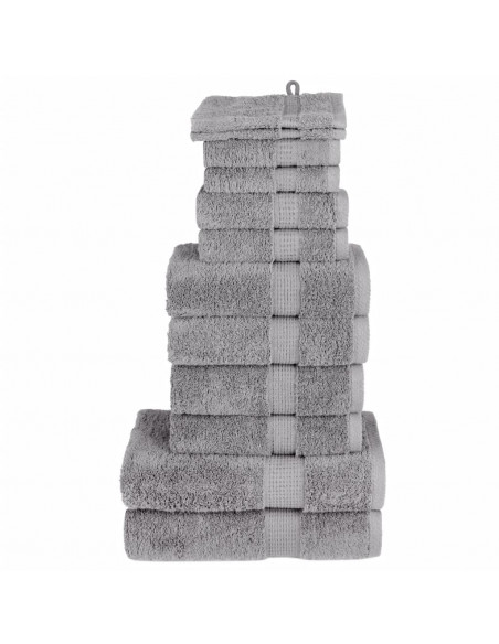 Set Asciugamani 12 pz Grigio 600 gsm 100% Cotone