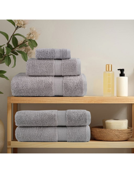 Set Asciugamani 12 pz Grigio 600 gsm 100% Cotone