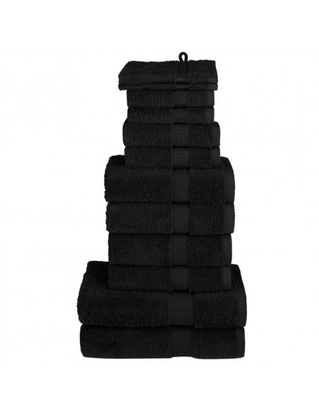 Set Asciugamani 12 pz Neri 600 gsm 100% Cotone