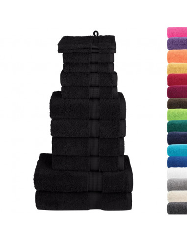 Set Asciugamani 12 pz Neri 600 gsm 100% Cotone