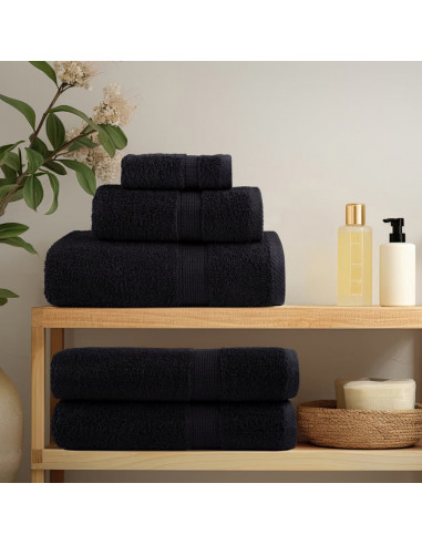 Set Asciugamani 12 pz Neri 600 gsm 100% Cotone