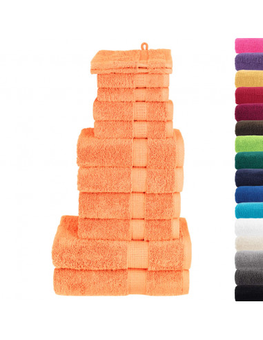 Set Asciugamani 12 pz Arancioni 600 gsm 100% Cotone