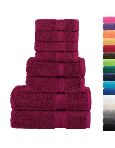 Set Asciugamani 8 pz Bordeaux 600 gsm 100% Cotone