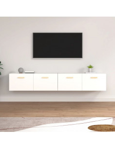 Mobili Parete 2pz Bianco 100x36,5x35 cm in Legno Multistrato 2