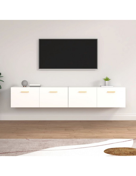 Mobili Parete 2pz Bianco 100x36,5x35 cm in Legno Multistrato