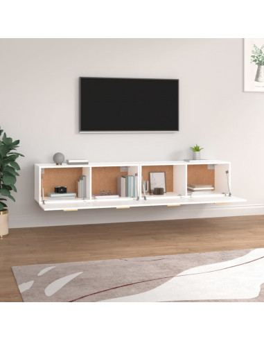 Mobili Parete 2pz Bianco 100x36,5x35 cm in Legno Multistrato
