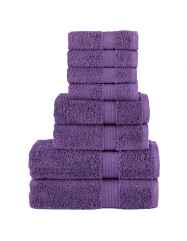 Set Asciugamani 8 pz Viola 600 gsm 100% Cotone