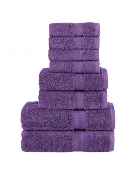 Set Asciugamani 8 pz Viola 600 gsm 100% Cotone
