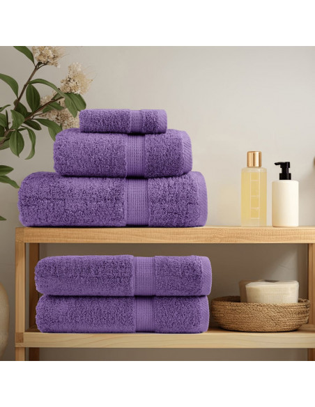 Set Asciugamani 8 pz Viola 600 gsm 100% Cotone