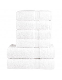 Set Asciugamani 6 pz Bianchi 600 gsm 100% Cotone 2