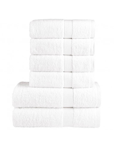 Set Asciugamani 6 pz Bianchi 600 gsm 100% Cotone