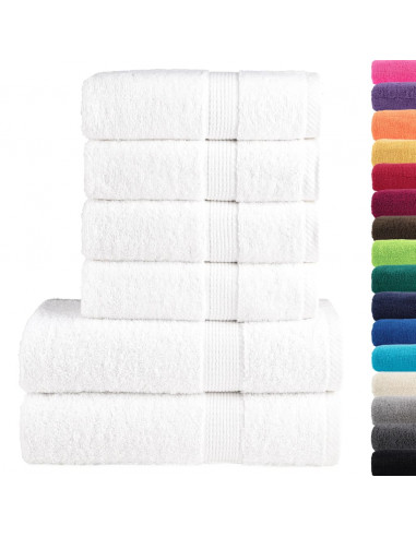 Set Asciugamani 6 pz Bianchi 600 gsm 100% Cotone