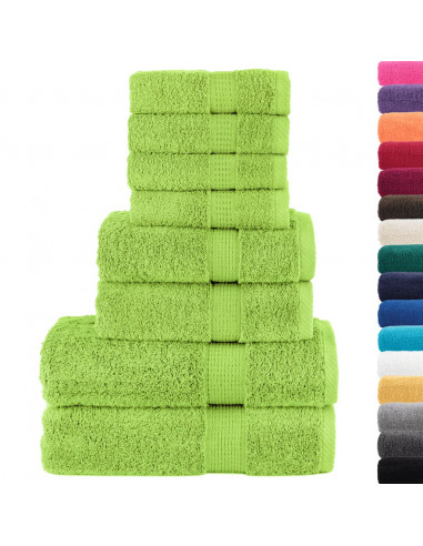 Set Asciugamani 8 pz Verdi 600 gsm 100% Cotone