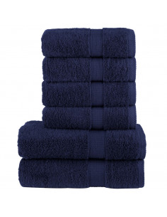 Set Asciugamani 8 pz Blu Navy 600 gsm 100% Cotone 2