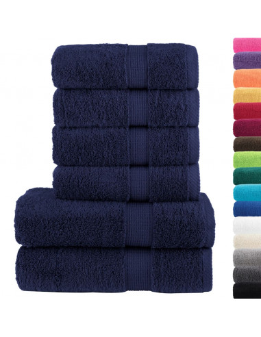 Set Asciugamani 8 pz Blu Navy 600 gsm 100% Cotone