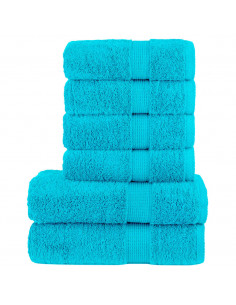 Set Asciugamani 6 pz Turchesi 600 gsm 100% Cotone 2