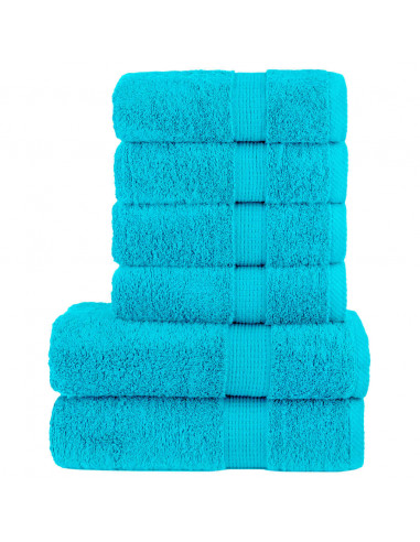 Set Asciugamani 6 pz Turchesi 600 gsm 100% Cotone