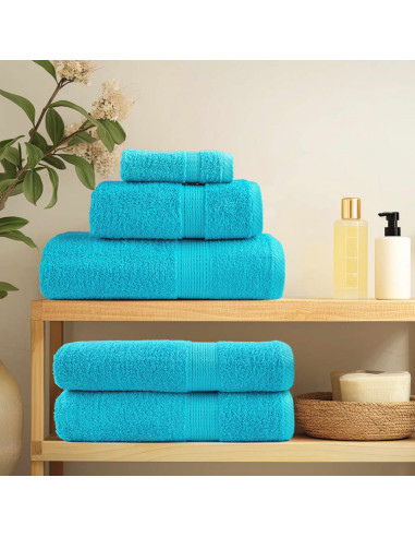 Set Asciugamani 6 pz Turchesi 600 gsm 100% Cotone