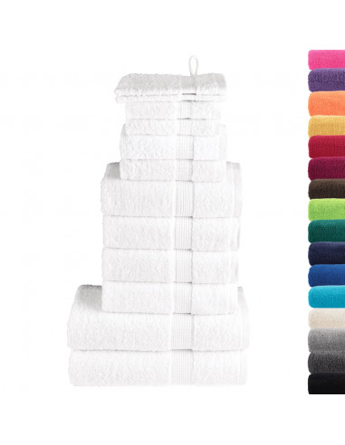 Set Asciugamani 12 pz Bianchi 600 gsm 100% Cotone