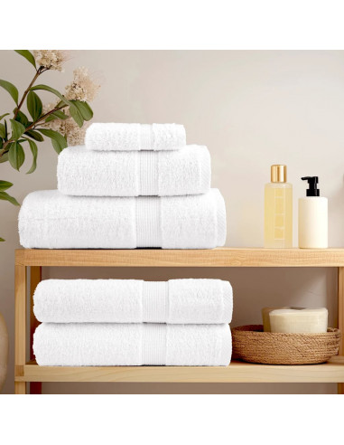 Set Asciugamani 12 pz Bianchi 600 gsm 100% Cotone