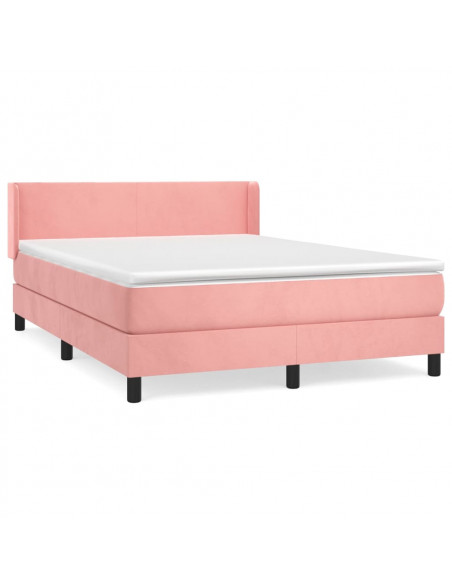 Giroletto a Molle con Materasso Rosa 140x200 cm in Velluto