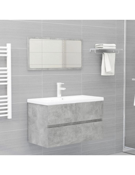 Mobile Lavabo Grigio Cemento 80x38,5x45 cm in Legno Multistrato