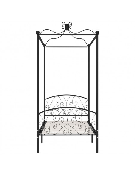 Letto a Baldacchino Nero in Metallo 100x200 cm
