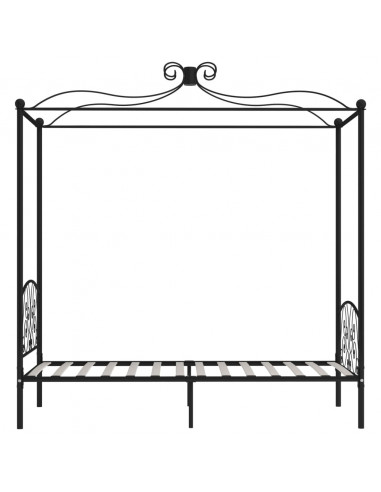 Letto a Baldacchino Nero in Metallo 100x200 cm