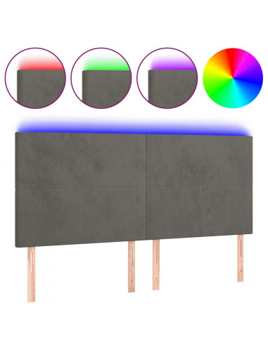 Testiera a LED GrigioScuro 160x5x118/128cm in Velluto