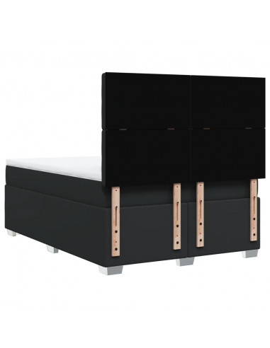 Giroletto a Molle con Materasso Nero 140x190 cm in Similpelle