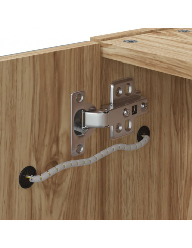 Armadietto Bagno con Specchio e LED Rovere 45x13x52 cm