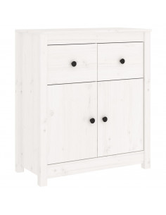 Credenza Bianca 70x35x80 cm in Legno Massello di Pino 2