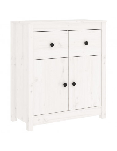 Credenza Bianca 70x35x80 cm in Legno Massello di Pino