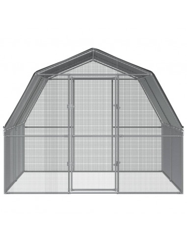 Gabbie per Polli 2 pz con Tetto e Anta Argento Acciaio Zincato