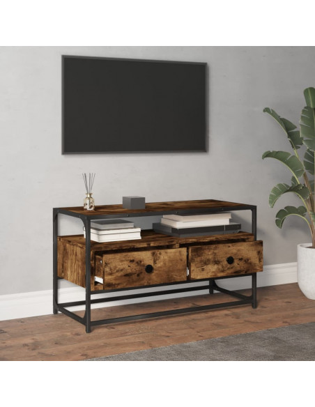 Mobile Porta TV Rovere Fumo 80x35x45 cm in Legno Multistrato