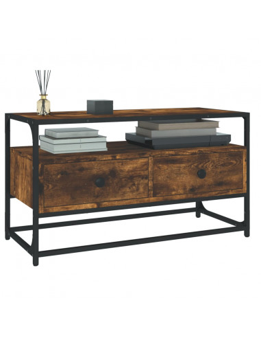 Mobile Porta TV Rovere Fumo 80x35x45 cm in Legno Multistrato