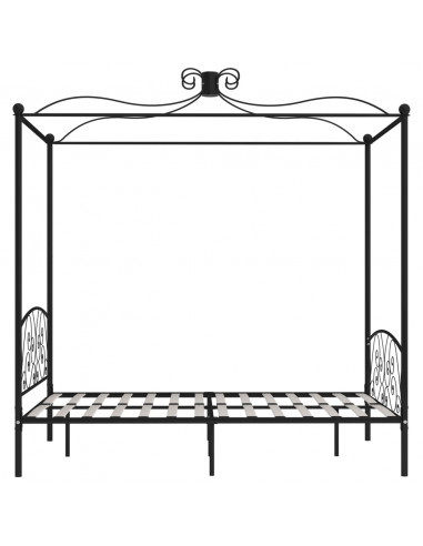 Letto a Baldacchino Nero in Metallo 140x200 cm
