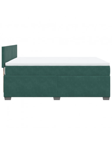 Giroletto a Molle con Materasso Verde Scuro 140x200 cm Velluto