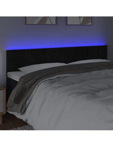 Testiera a LED Nera 200x5x78/88 cm in Velluto