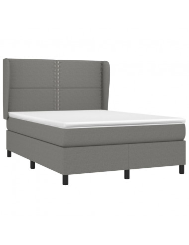 Giroletto a Molle con Materasso Grigio Scuro 140x200cm Tessuto