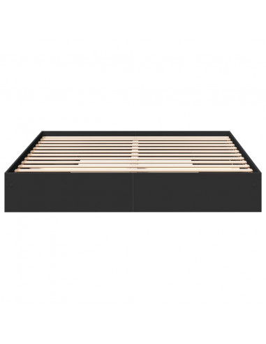 Giroletto con Cassetti Nero 180x200 cm in Legno Multistrato