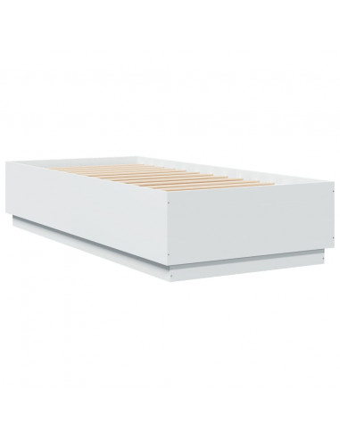 Giroletto con Luci LED Bianco 100x200 cm in Legno Massello