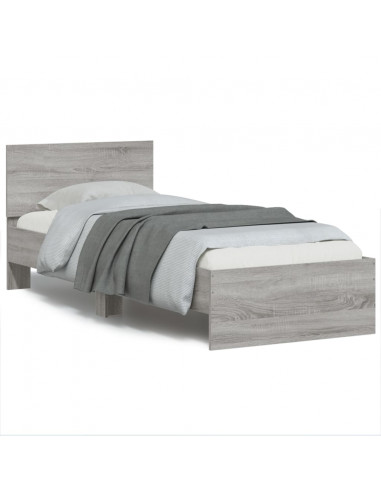 Giroletto con Testiera Grigio Sonoma 90x200cm Legno Multistrato