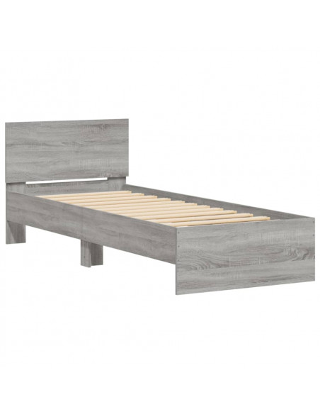 Giroletto con Testiera Grigio Sonoma 90x200cm Legno Multistrato
