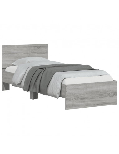 Giroletto con Testiera Grigio Sonoma 90x200cm Legno Multistrato