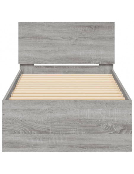 Giroletto con Testiera Grigio Sonoma 90x200cm Legno Multistrato