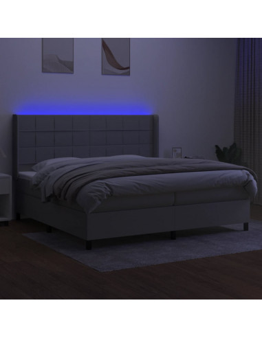 Letto a Molle Materasso e LED Grigio Chiaro 200x200 cm Tessuto