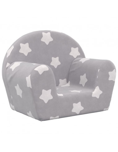 Divano per Bambini Grigio Chiaro con Stelle in Morbido Peluche