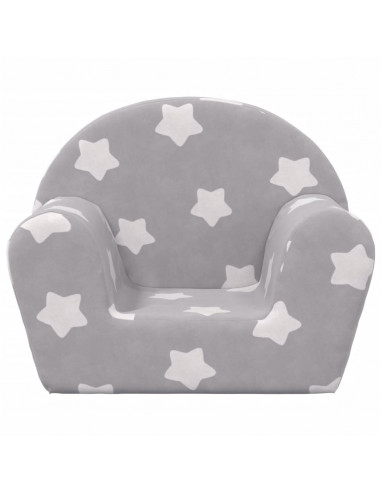 Divano per Bambini Grigio Chiaro con Stelle in Morbido Peluche